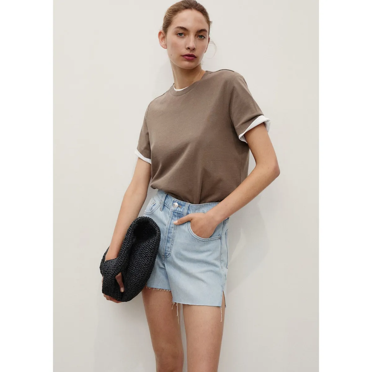 MANGO - Short Tiro Alto Mujer Mango