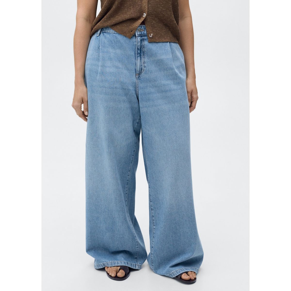 MANGO - Jean Wide Leg Tiro Medio Mujer Mango