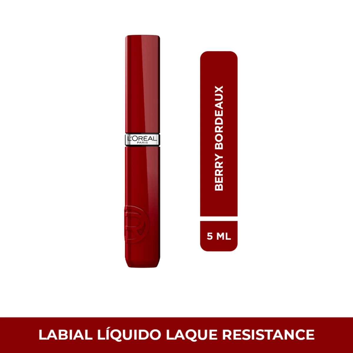 LOREAL PARIS - Labial Líquido Infallible Le Laque Resistance Tono Berry Bordeaux 5 ml