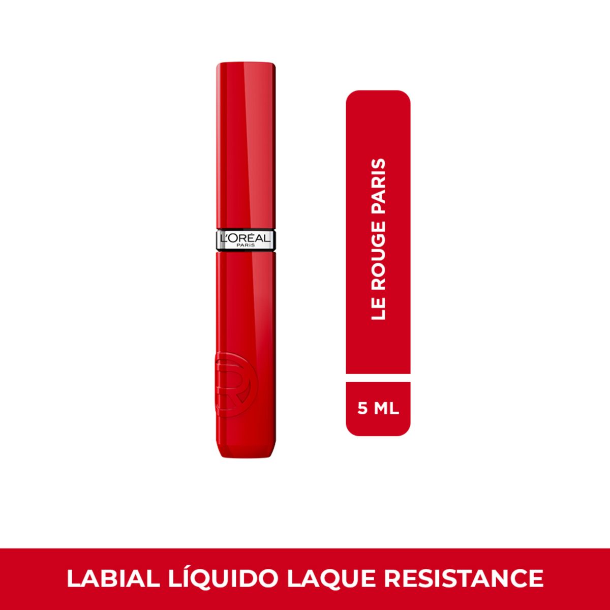 LOREAL PARIS - Labial Líquido Infallible Le Laque Resistance Tono Le Rouge Paris 5 ml