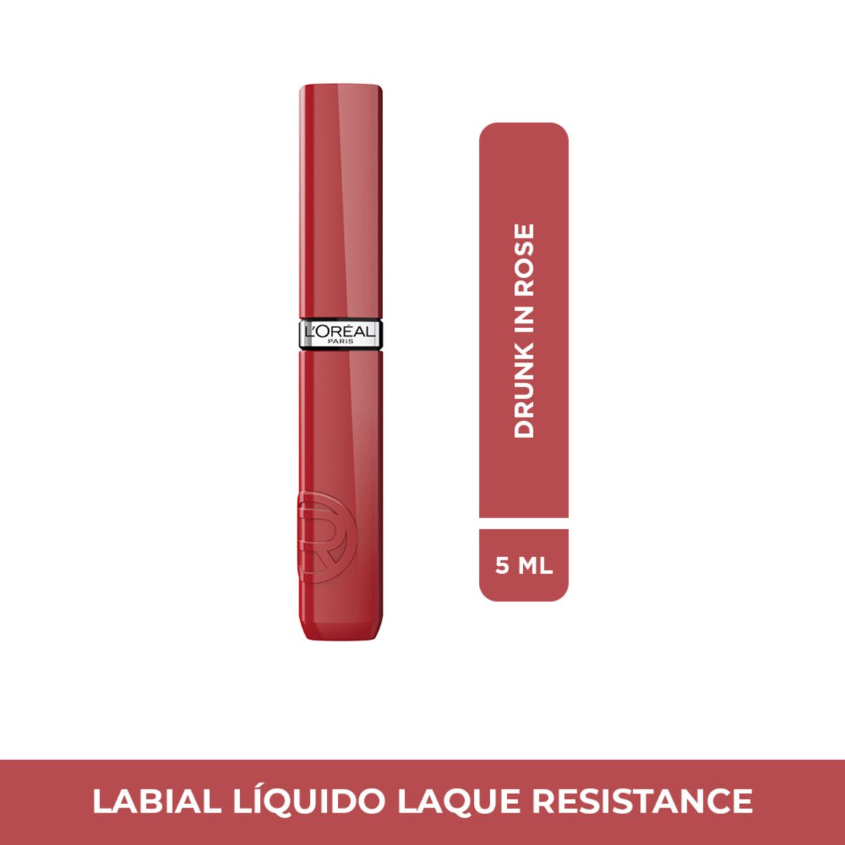 LOREAL PARIS - Labial Líquido Infallible Le Laque Resistance Tono Drunk In Rose 5 ml