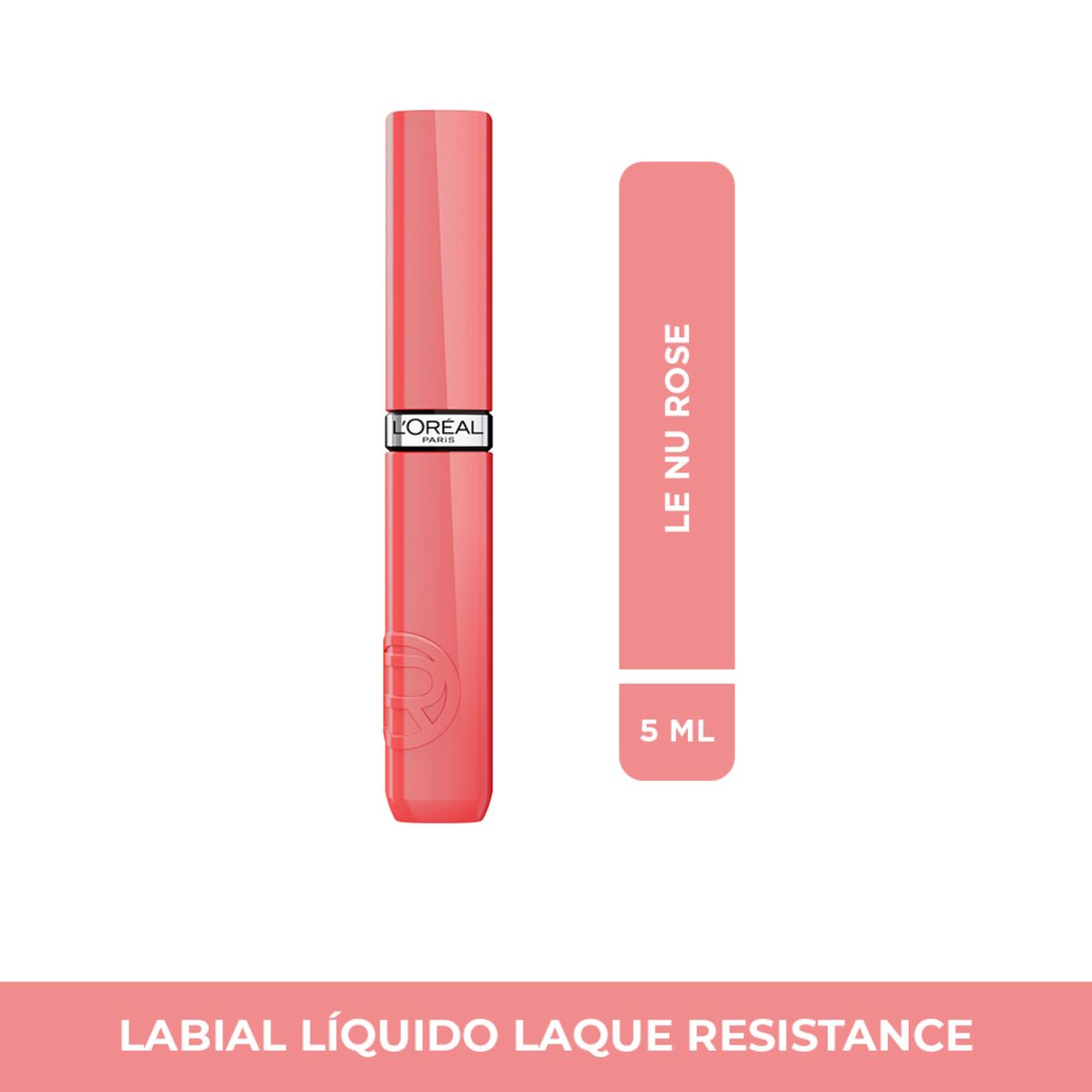 LOREAL PARIS - Labial Líquido Infallible Le Laque Resistance Tono Le Nu Rose 5 ml