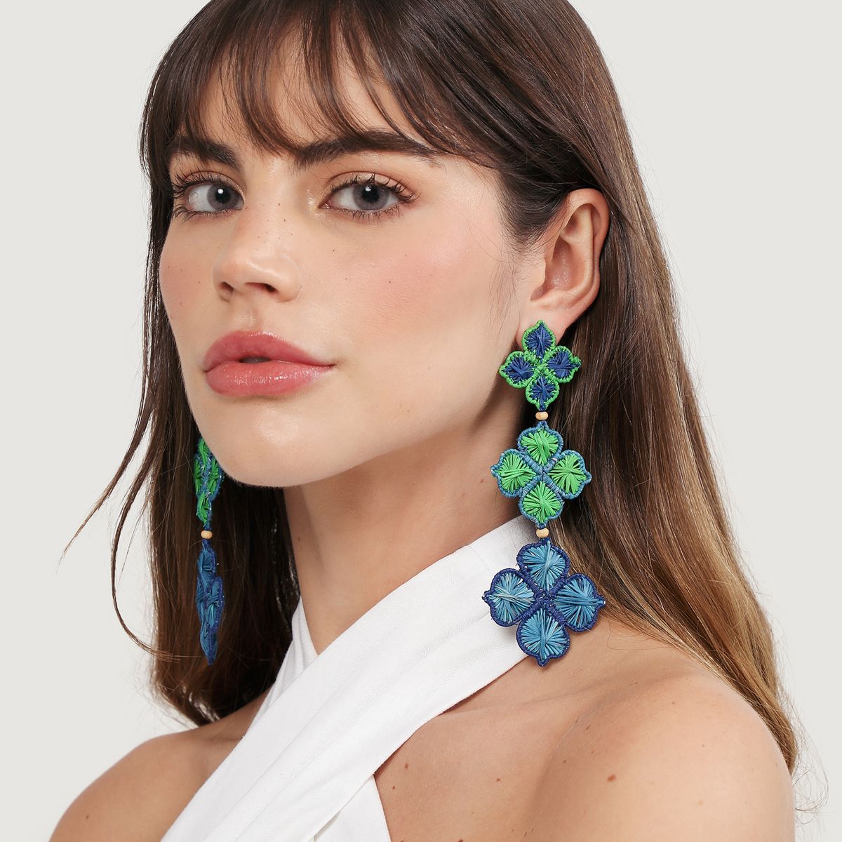 CAPITTANA - Aretes Largos Flor Azul Mujer Capittana X Falabella