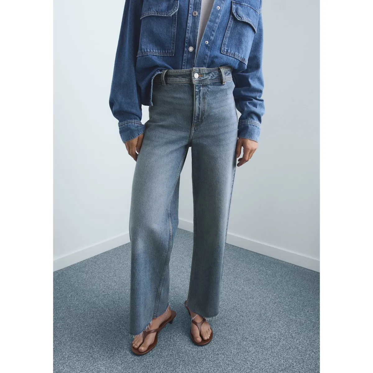 MANGO - Jean Culotte Tiro Alto Mujer Mango