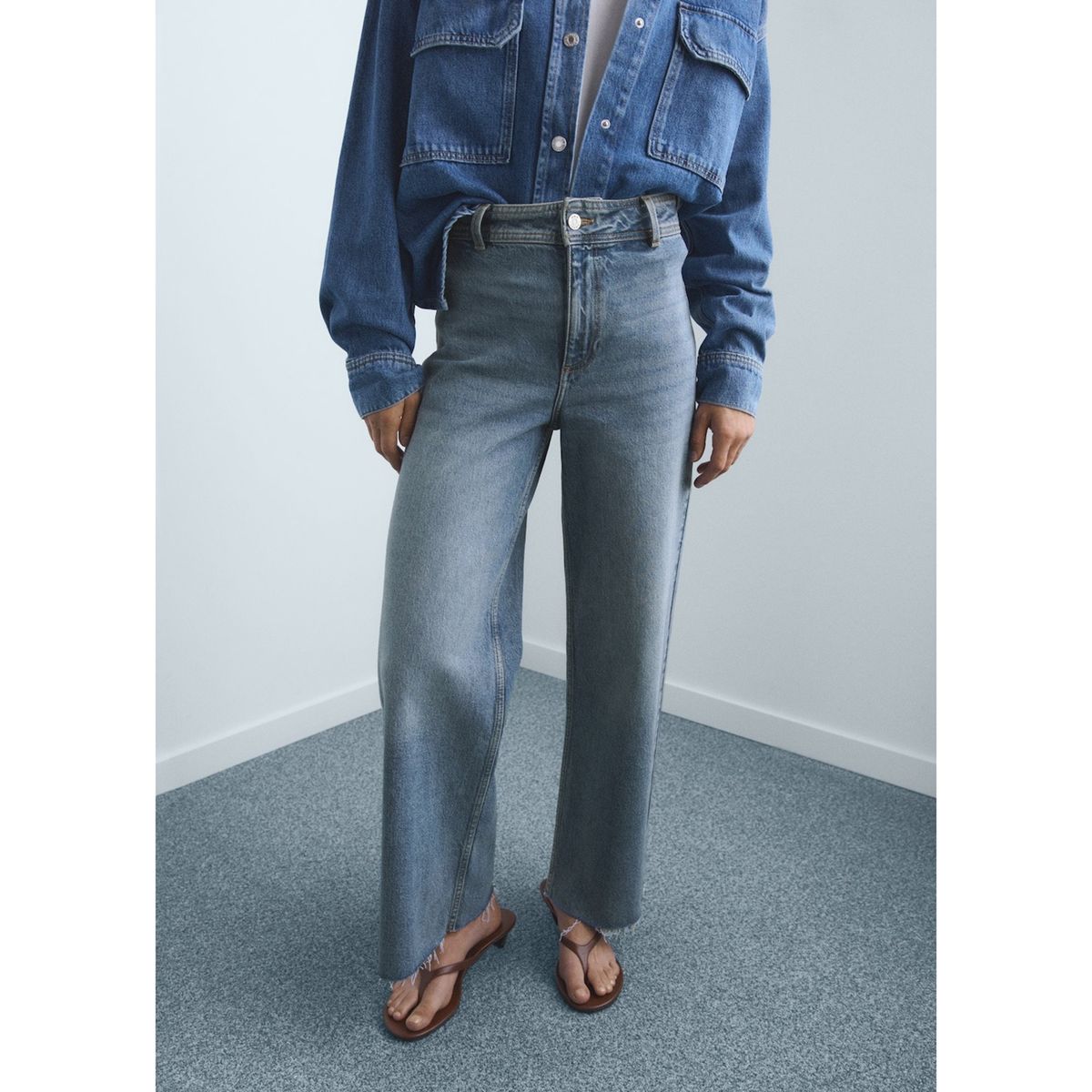 MANGO - Jean Culotte Tiro Alto Mujer Mango