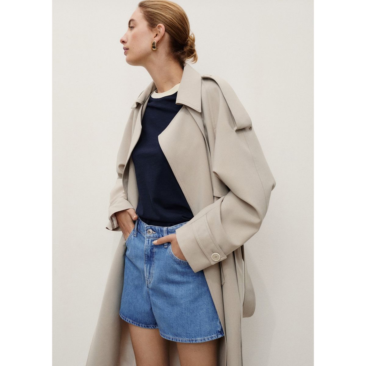 MANGO - Short Tiro Alto Mujer Mango