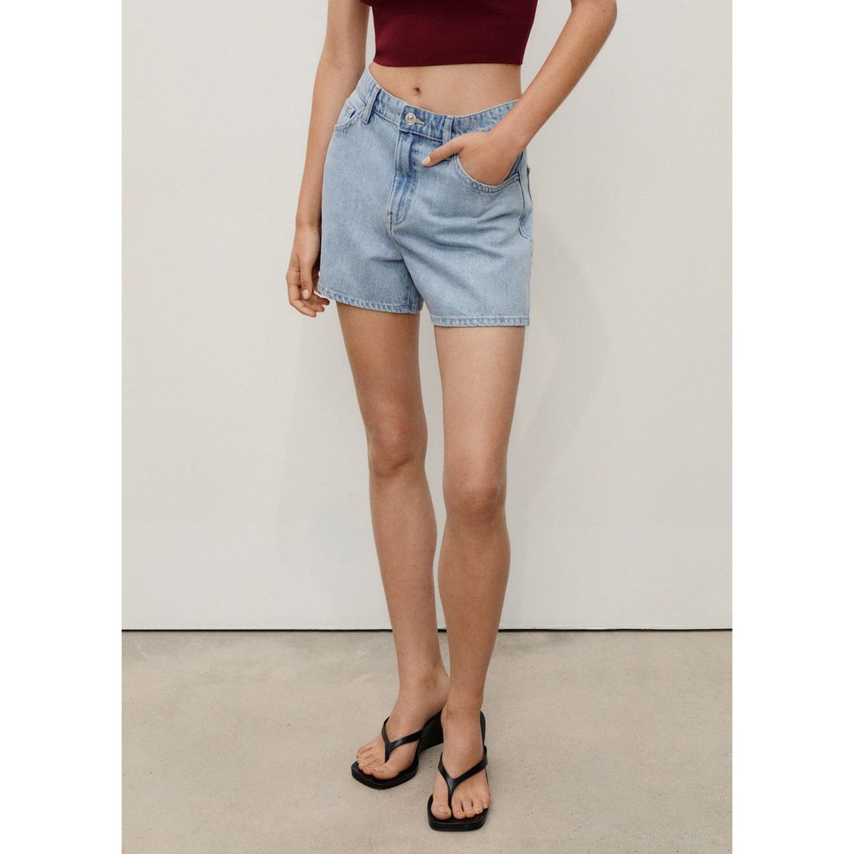 MANGO - Short Tiro Alto Mujer Mango.