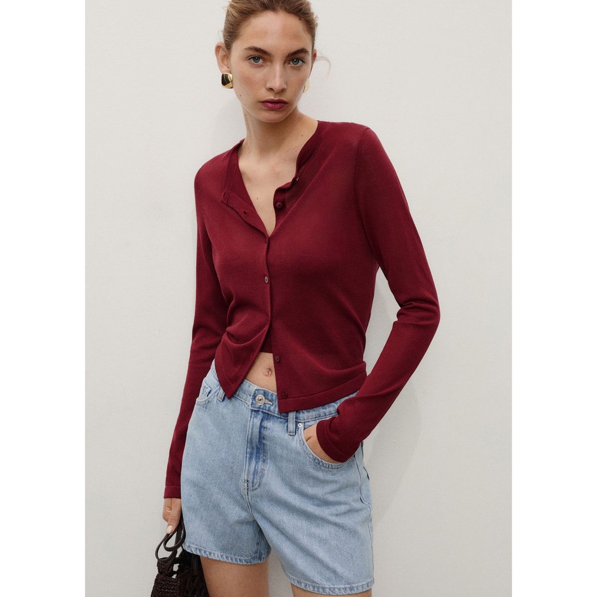 MANGO - Short Tiro Alto Mujer Mango.