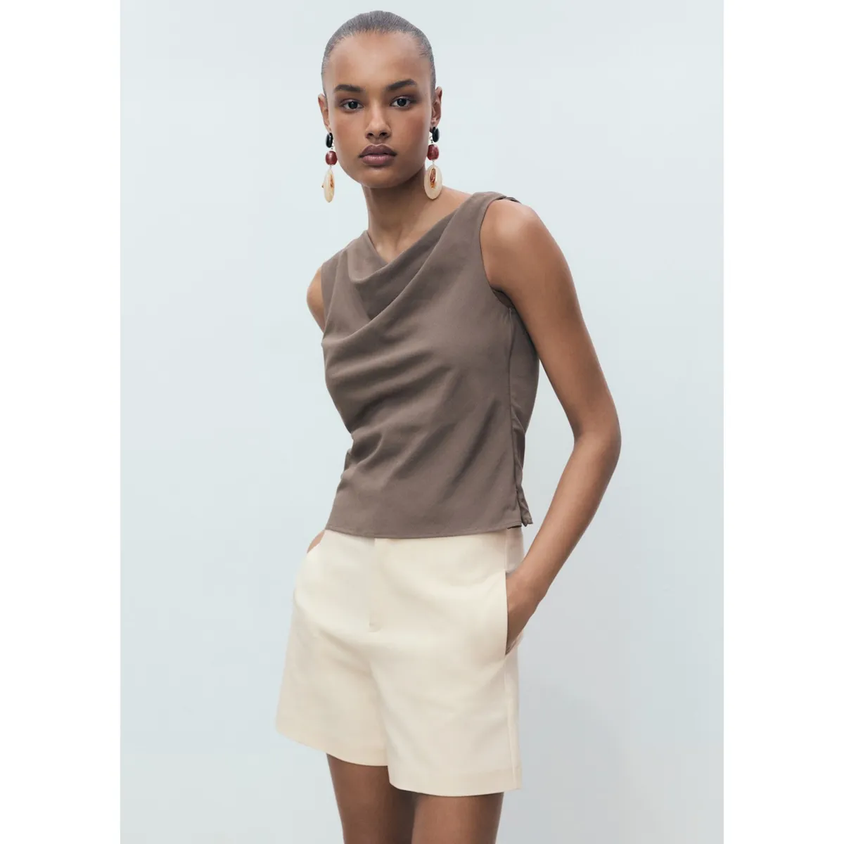 MANGO - Short Tiro Alto Mujer Mango