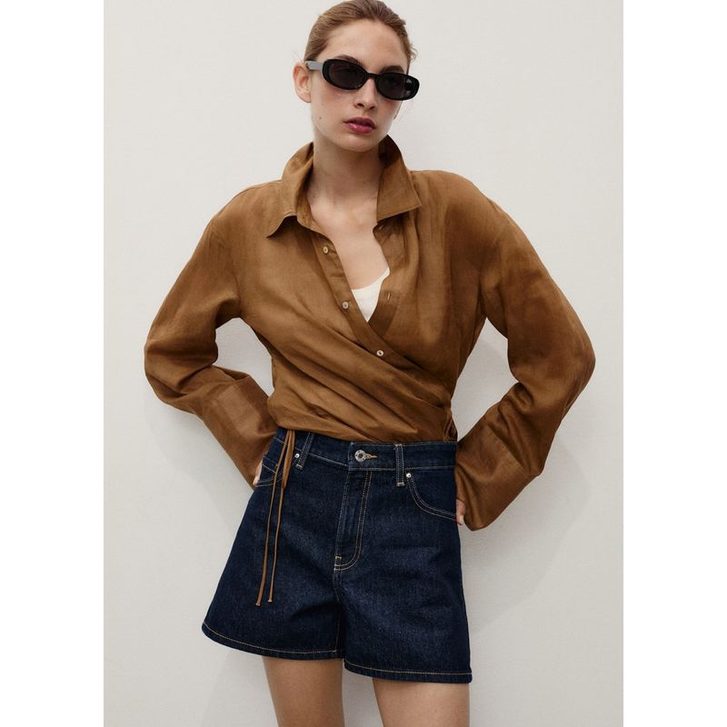 MANGO - Short Tiro Medio Mujer Mango