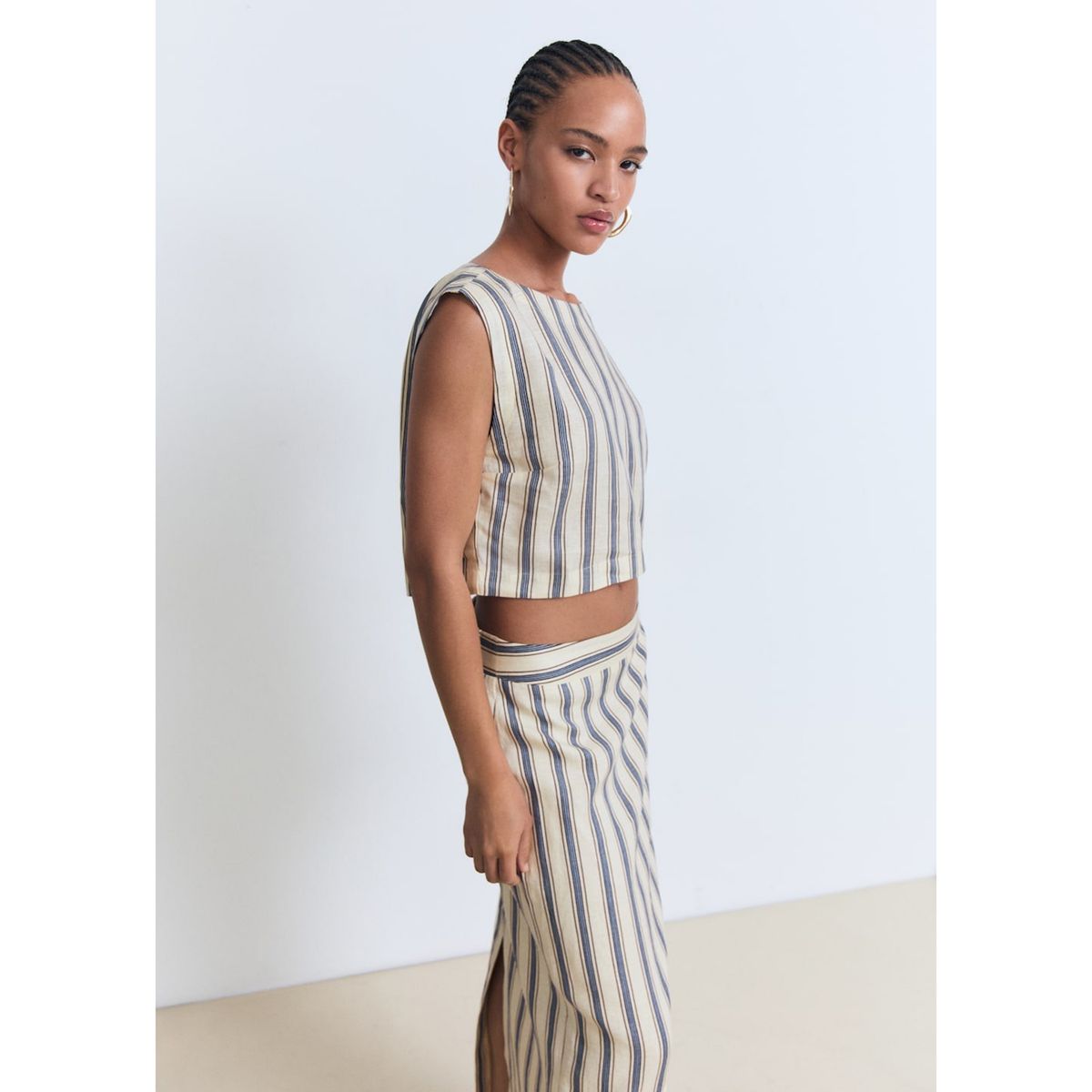 MANGO - Falda Larga 100% Lino Mujer Mango