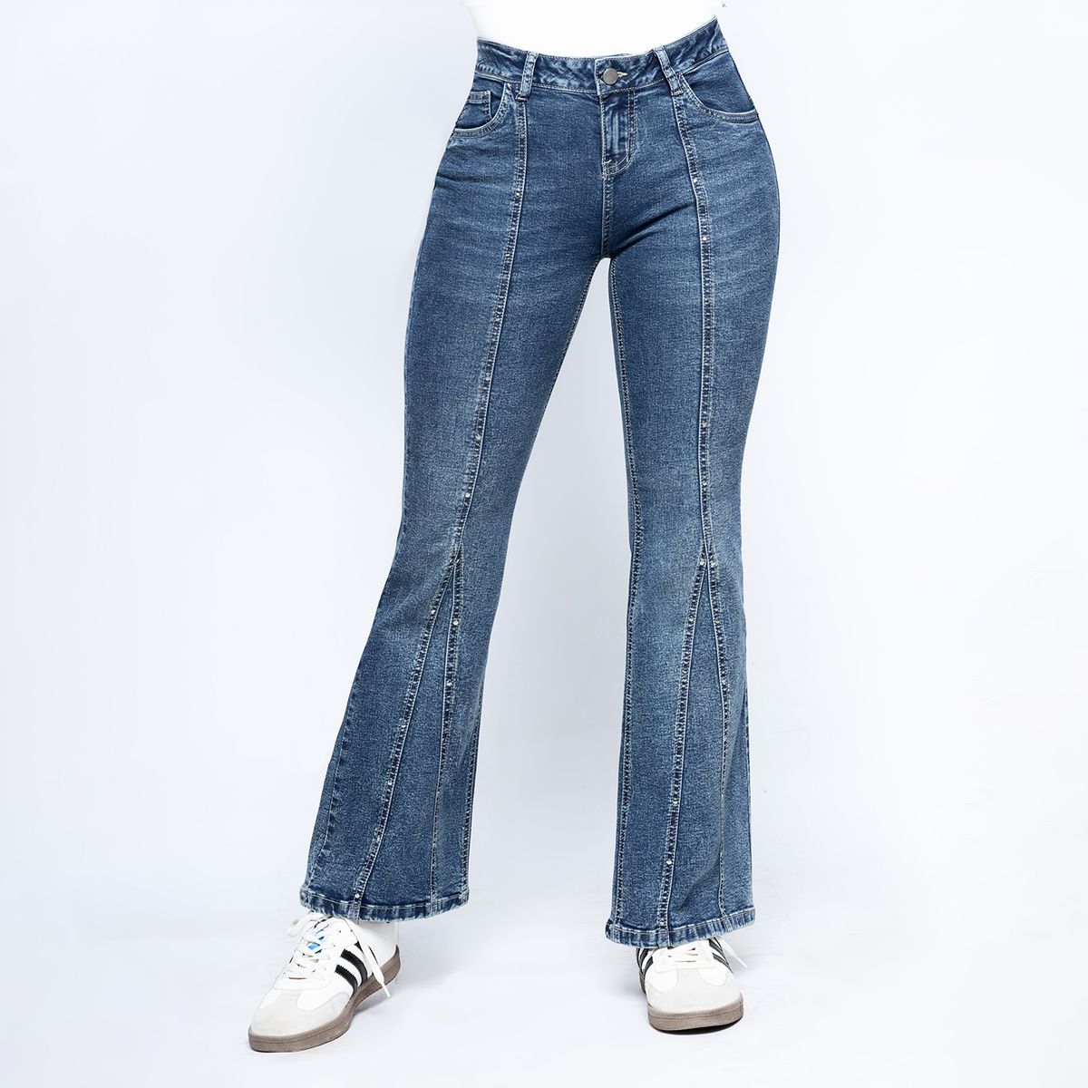 KANSAS - Jean Flare Tiro Medio Mujer Kansas