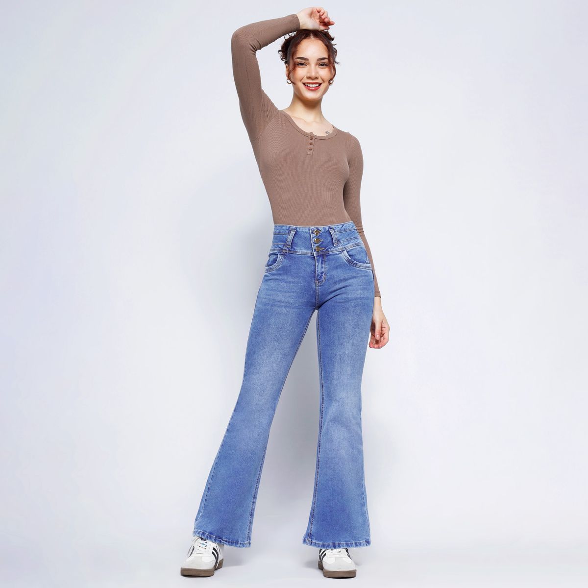 KANSAS - Jean Wide Leg Tiro Medio Mujer Kansas