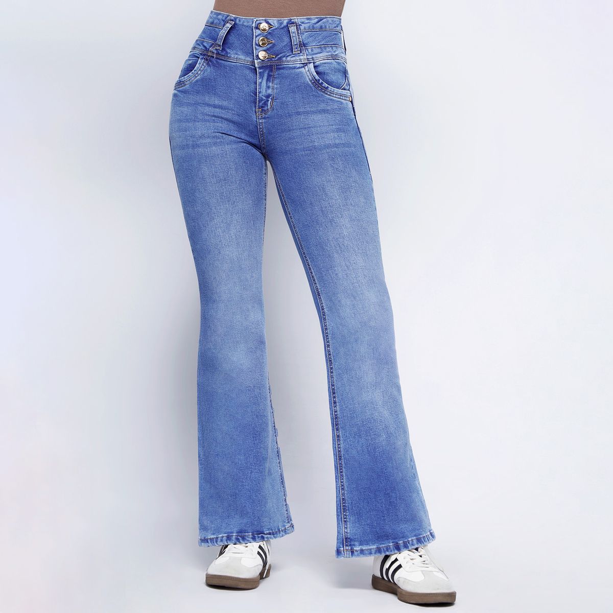 KANSAS - Jean Wide Leg Tiro Medio Mujer Kansas