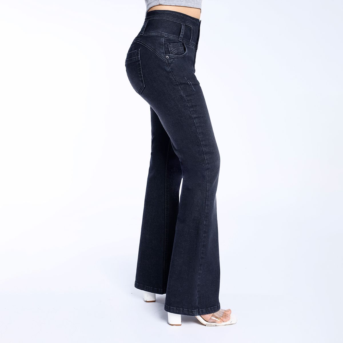 KANSAS - Jean Flare Tiro Medio Mujer Kansas