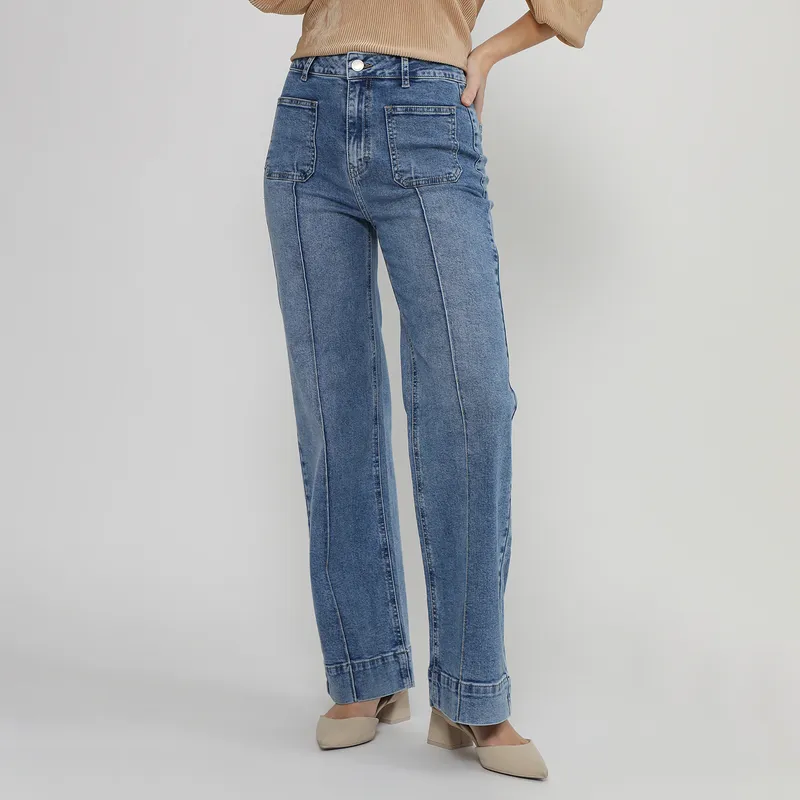 APOLOGY - Pantalón Straight Tiro Alto Mujer Apology x Viviana Rivas Plata