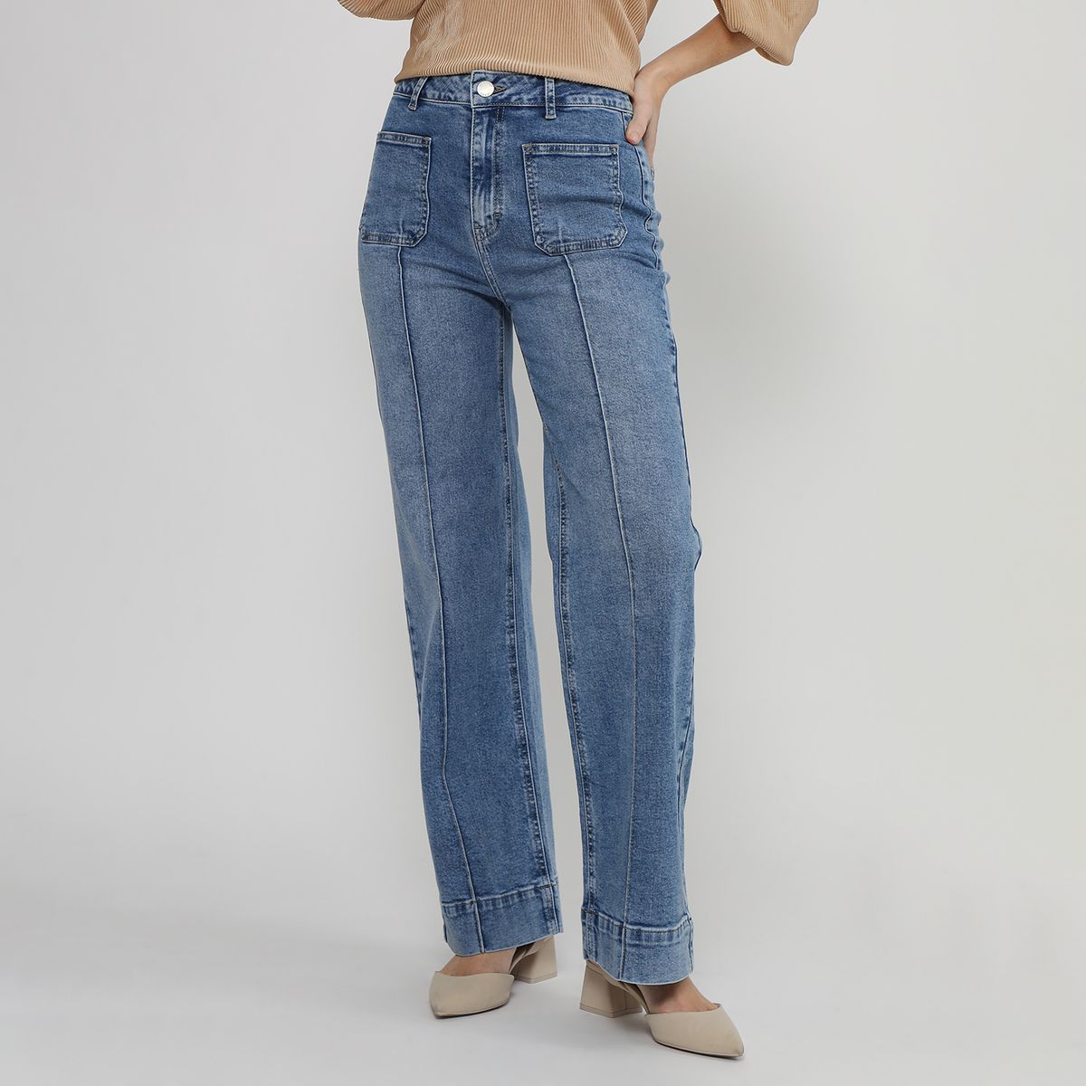 APOLOGY - Pantalón Straight Tiro Alto Mujer Apology x Viviana Rivas Plata