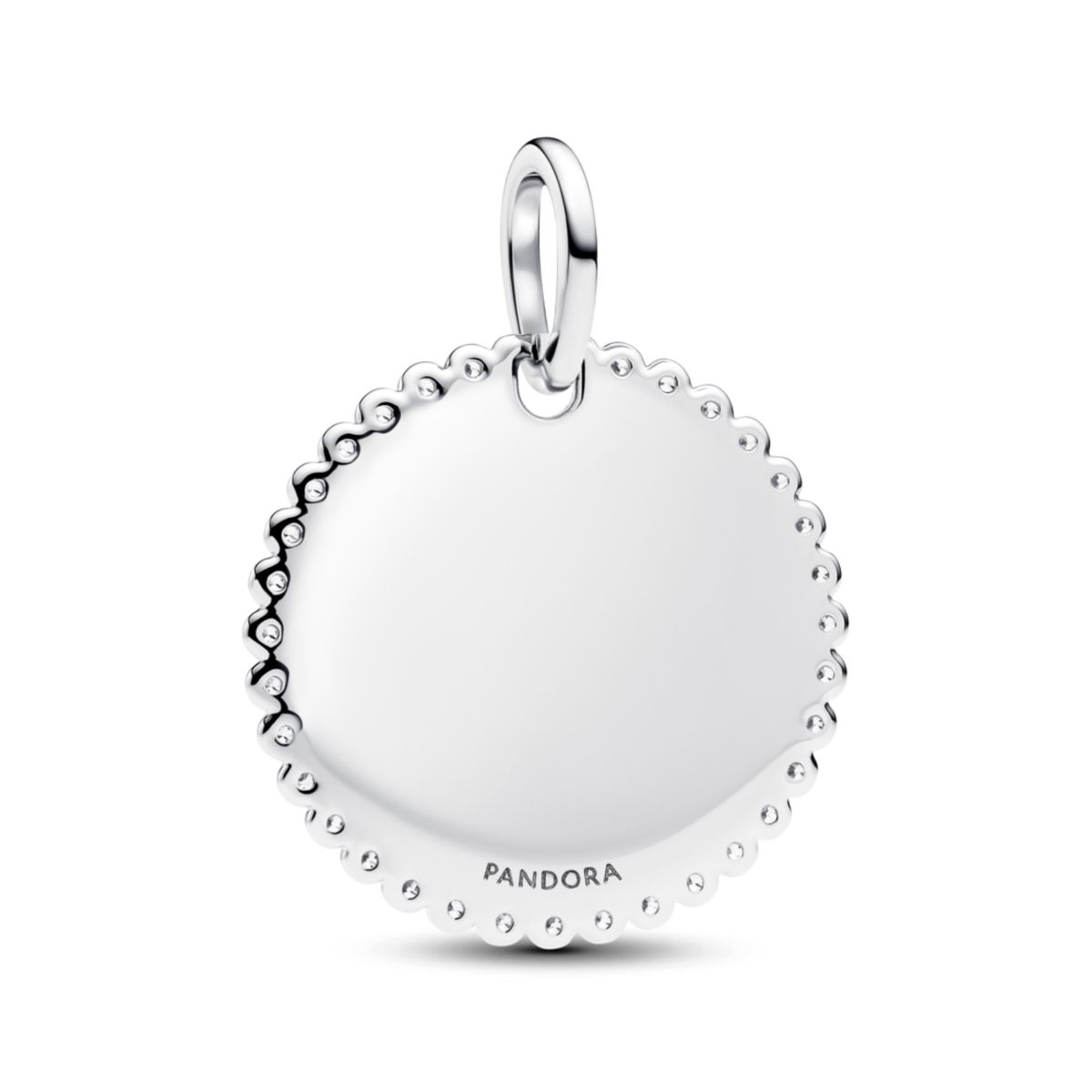 PANDORA - Colgante Placa Redonda Grabable Plateado
