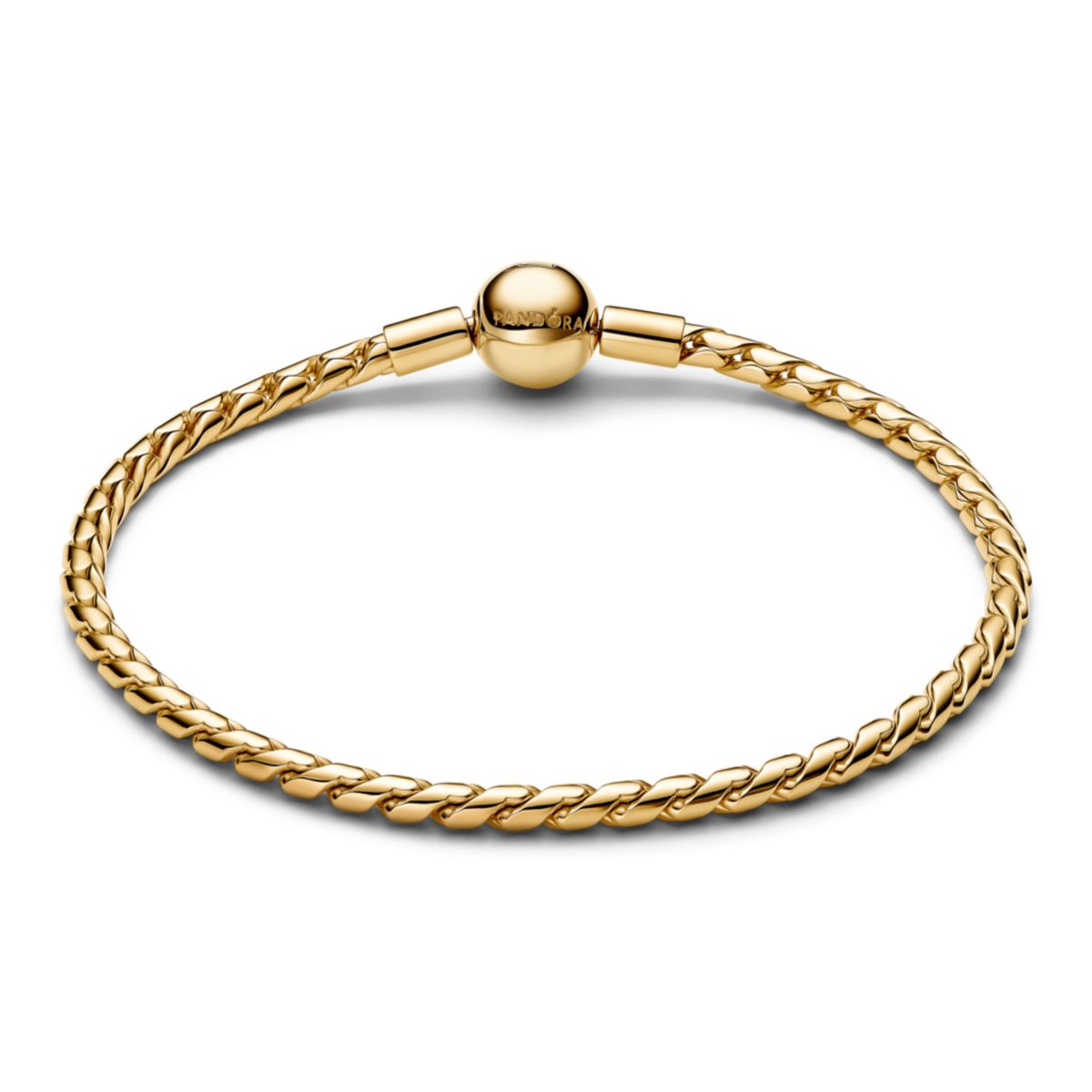 PANDORA - Brazalete De Cadena Trenzada Con Broche Redondo Dorado