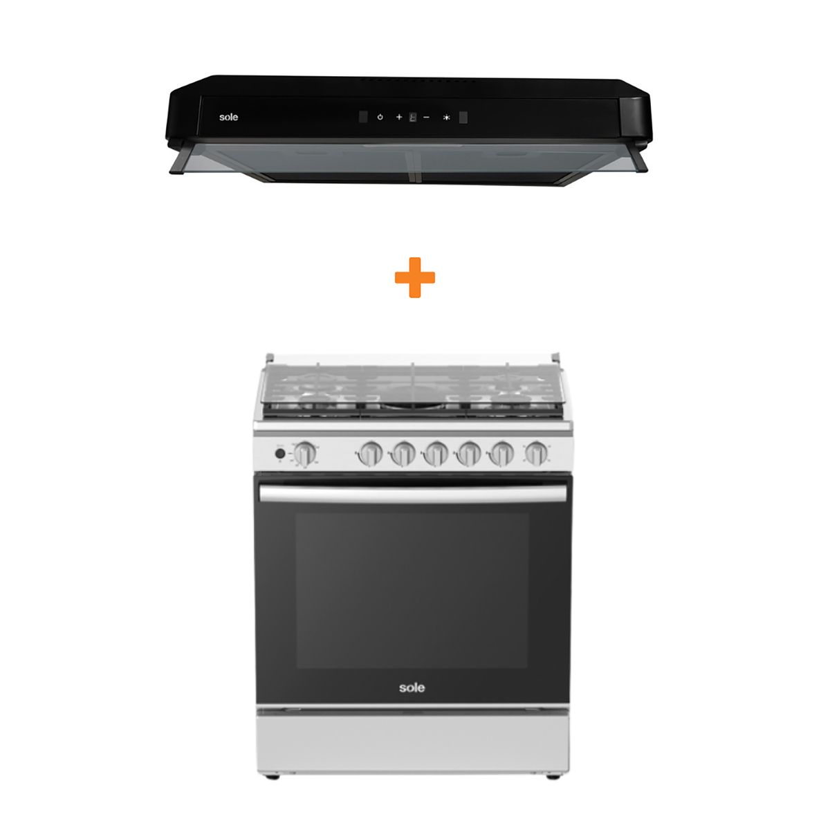 Sole - Combo cocina de pie niza 5h 76cm glp+sole campana gaia 80cm