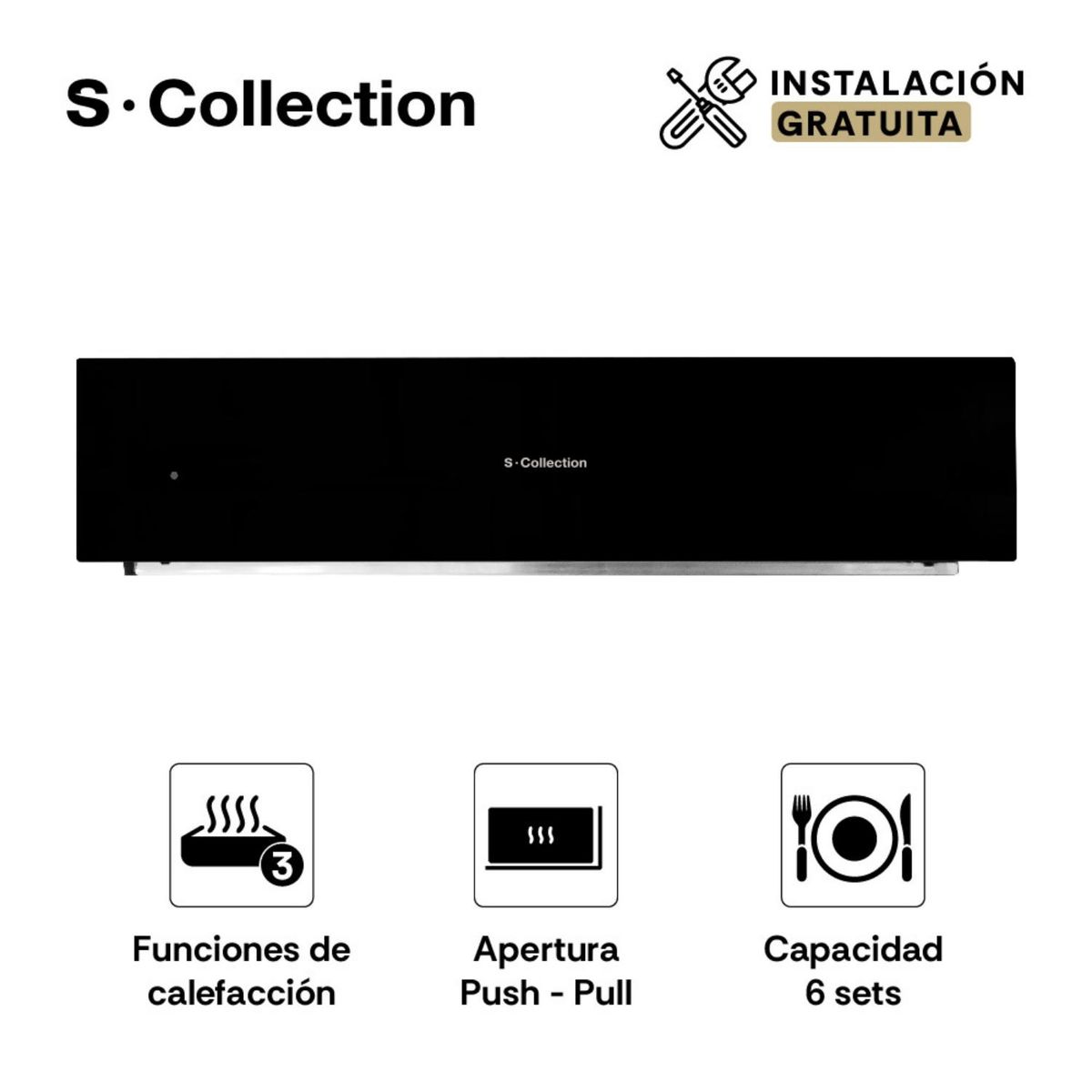 SCOLLECTION - Combo horno multif sole s-collection 4  en 1+módulo dish warmer 3 en 1