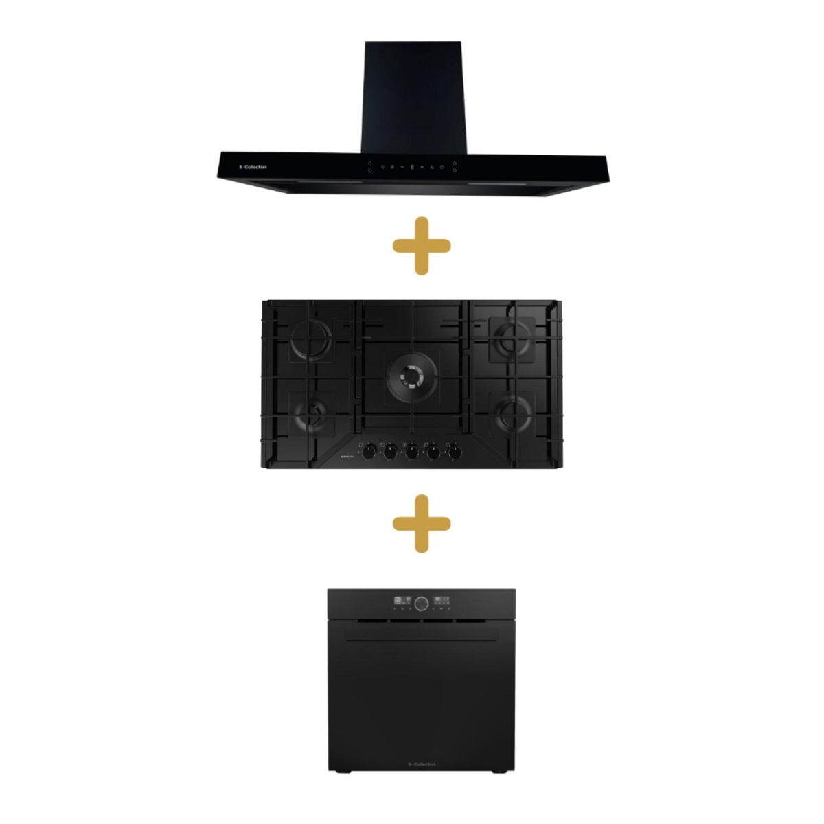 SOLE - Combo encimera vid temp gas 86cm s-c+s-c campana decorativa stilux 90cm+s-c horno electrico emp. pureblack d1 airfryer 75l