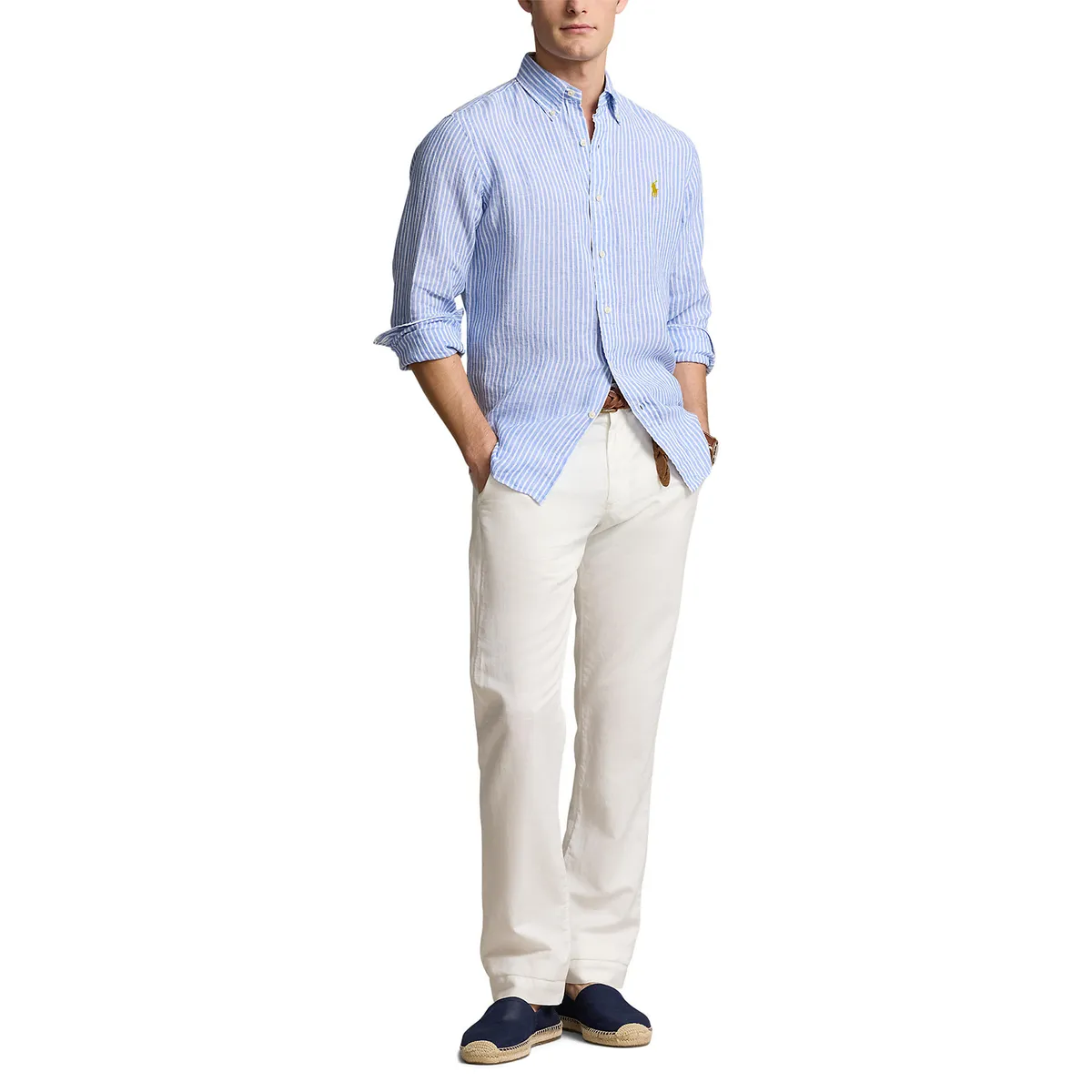 POLO RALPH LAUREN - Camisa 100% Lino Casual Polo Ralph Lauren