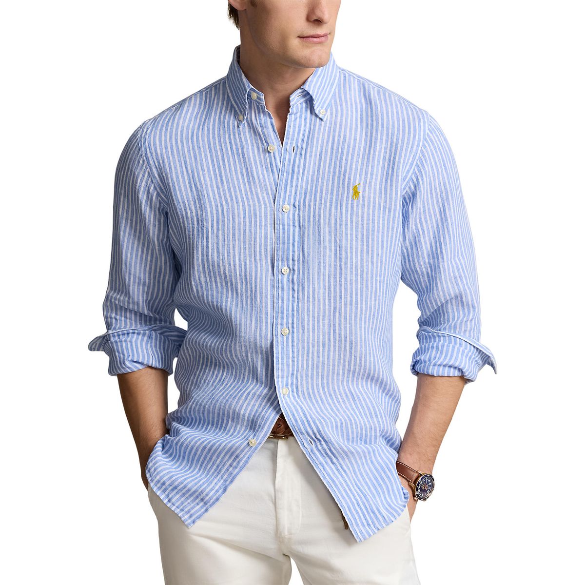 POLO RALPH LAUREN - Camisa 100% Lino Casual Polo Ralph Lauren