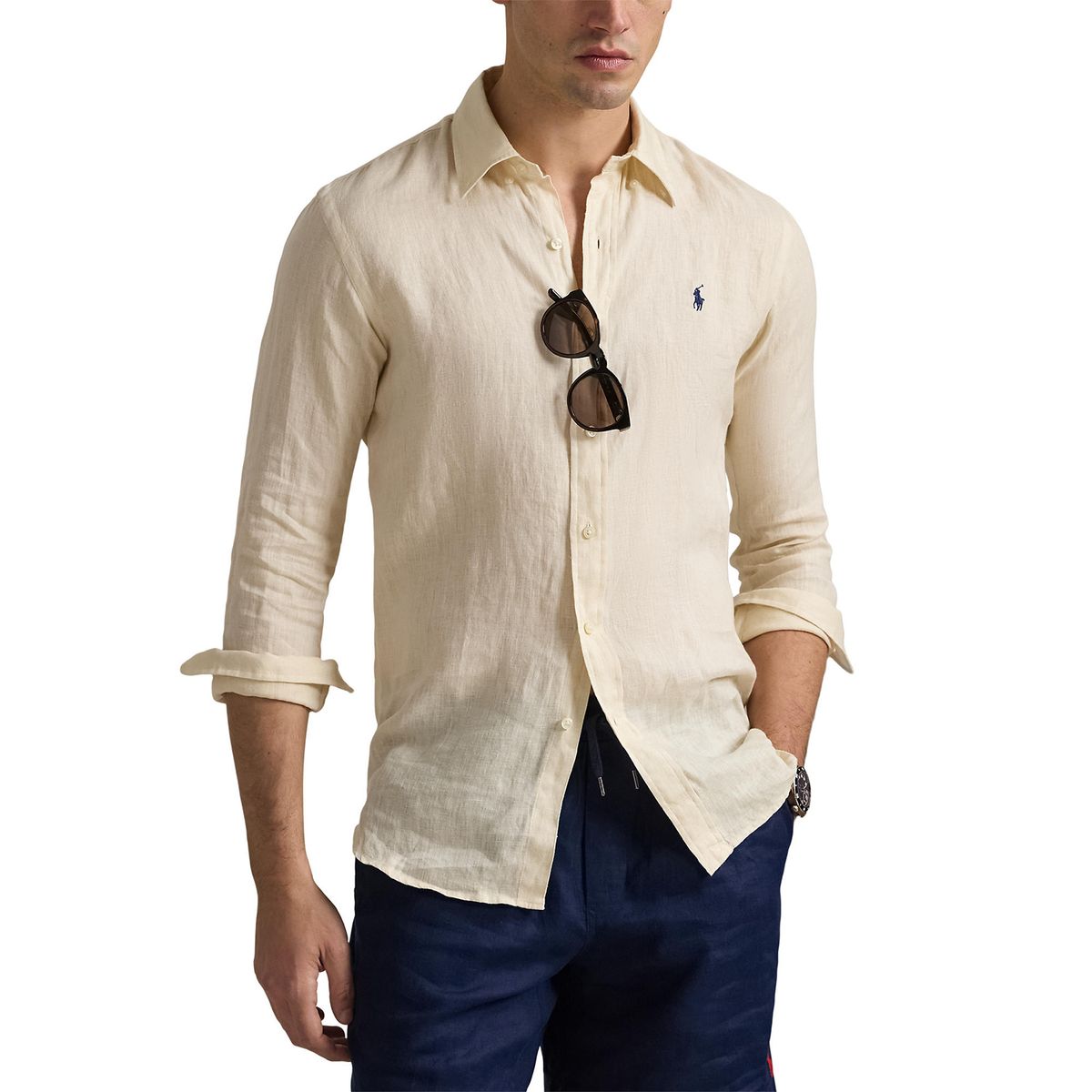 POLO RALPH LAUREN - Camisa 100% Lino Casual Polo Ralph Lauren