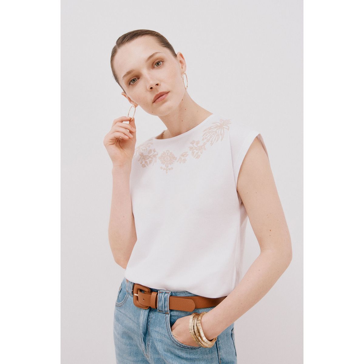 CORTEFIEL - Polo Sin Mangas 100% Algodón Mujer Cortefiel