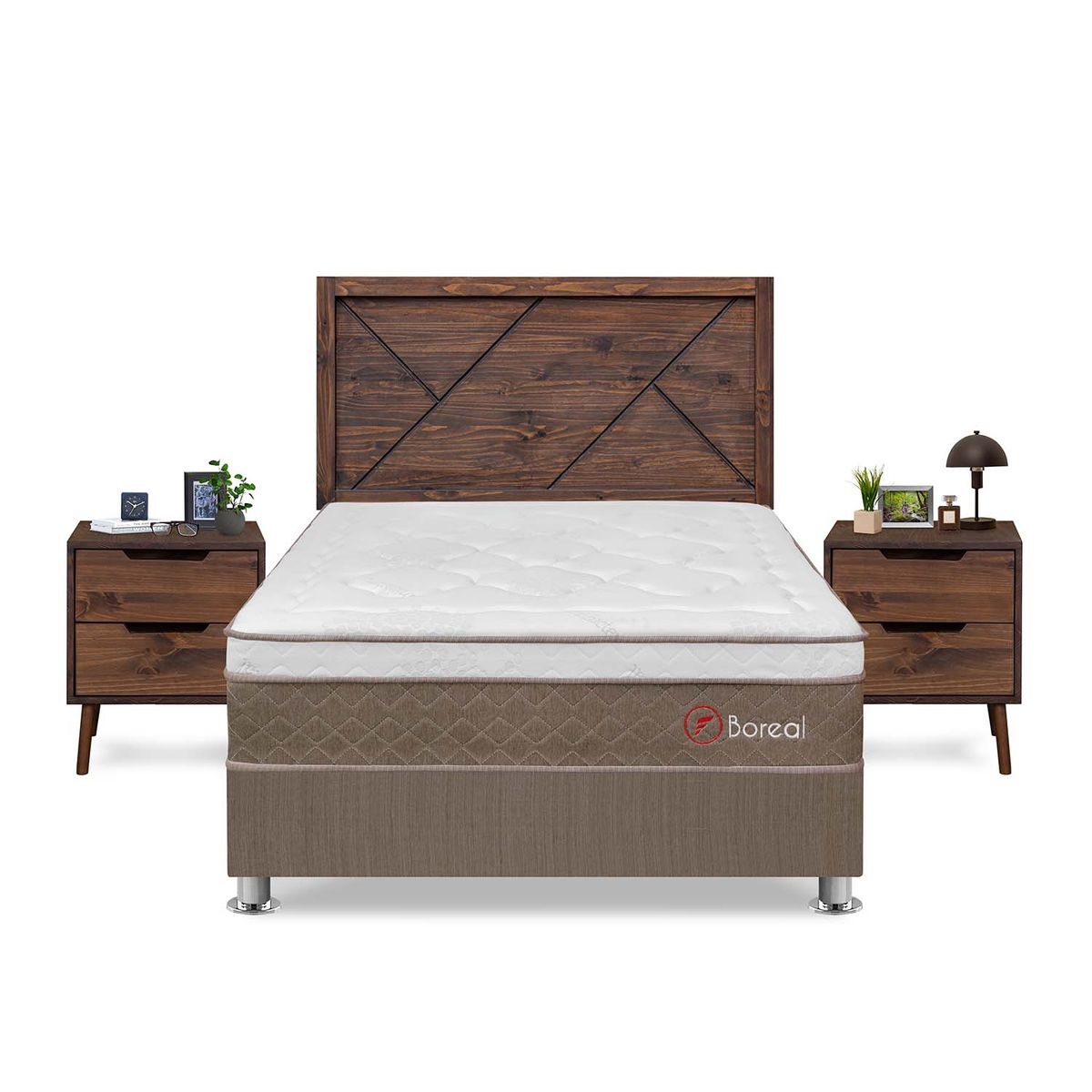 FORLI - Dormitorio Boreal Cabecera Florencia 2 Plz Marron + 2 Veladores Catania