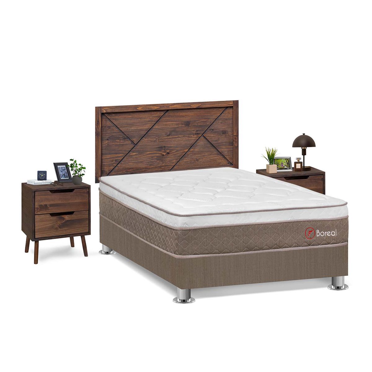 FORLI - Dormitorio Boreal Cabecera Florencia 2 Plz Marron + 2 Veladores Catania