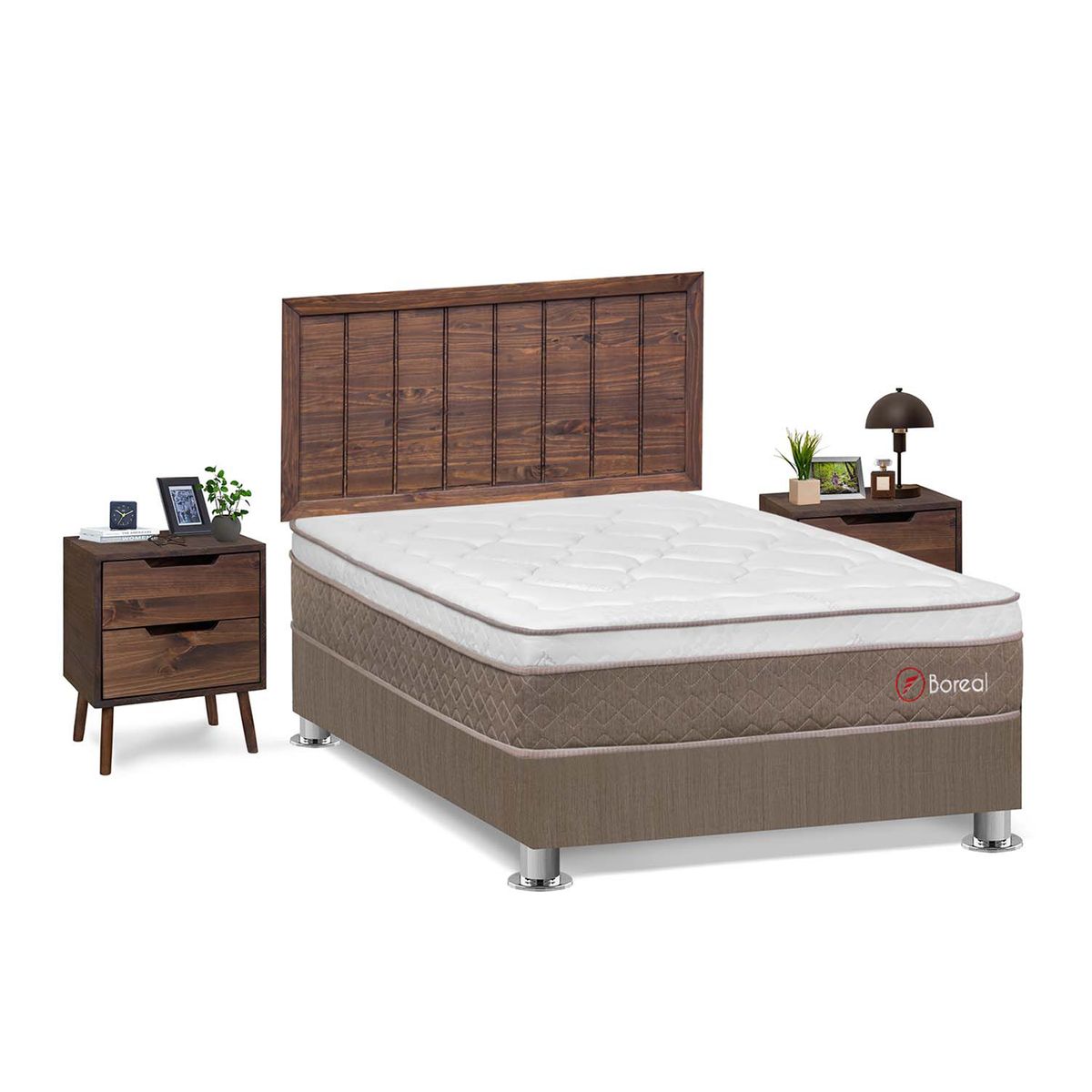 FORLI - Dormitorio Boreal Cabecera Catania 2 Plz Marron + 2 Veladores Catania