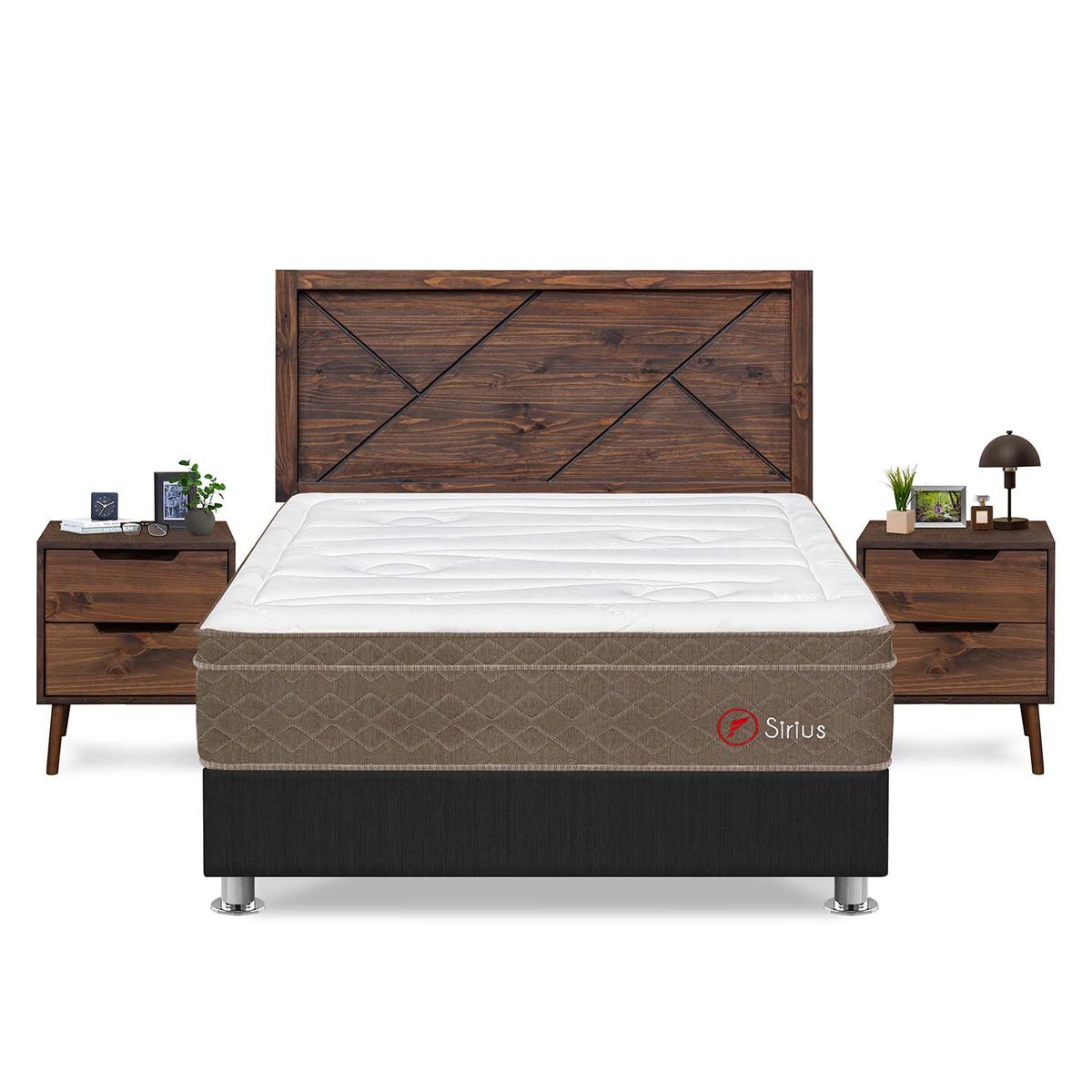 FORLI - Dormitorio Sirius Cabecera Florencia Queen Gris + 2 Veladores Catania