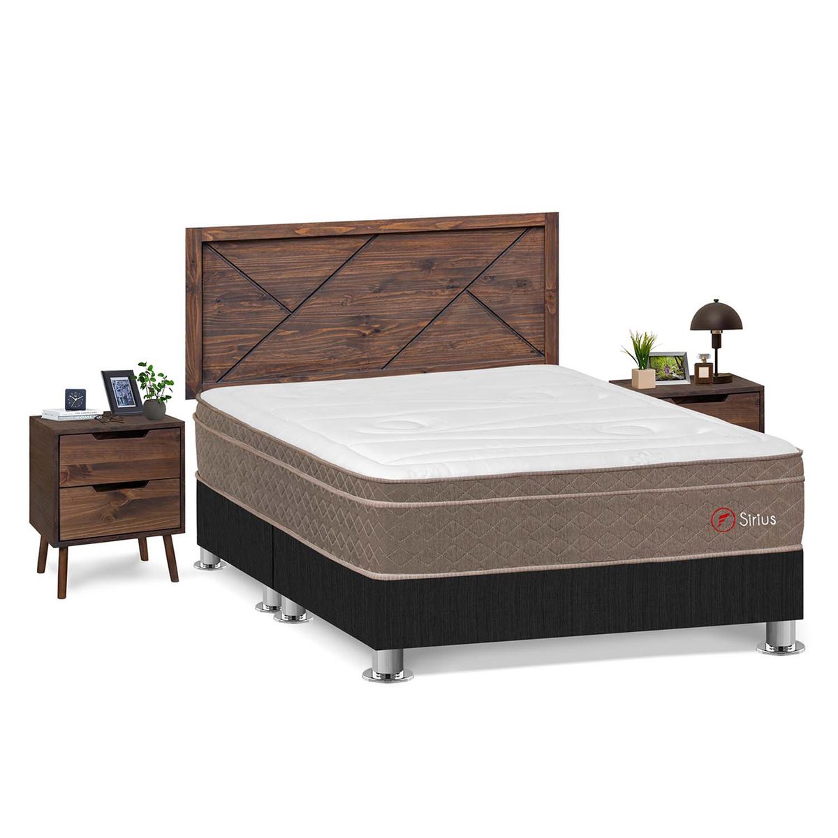 FORLI - Dormitorio Sirius Cabecera Florencia Queen Gris + 2 Veladores Catania