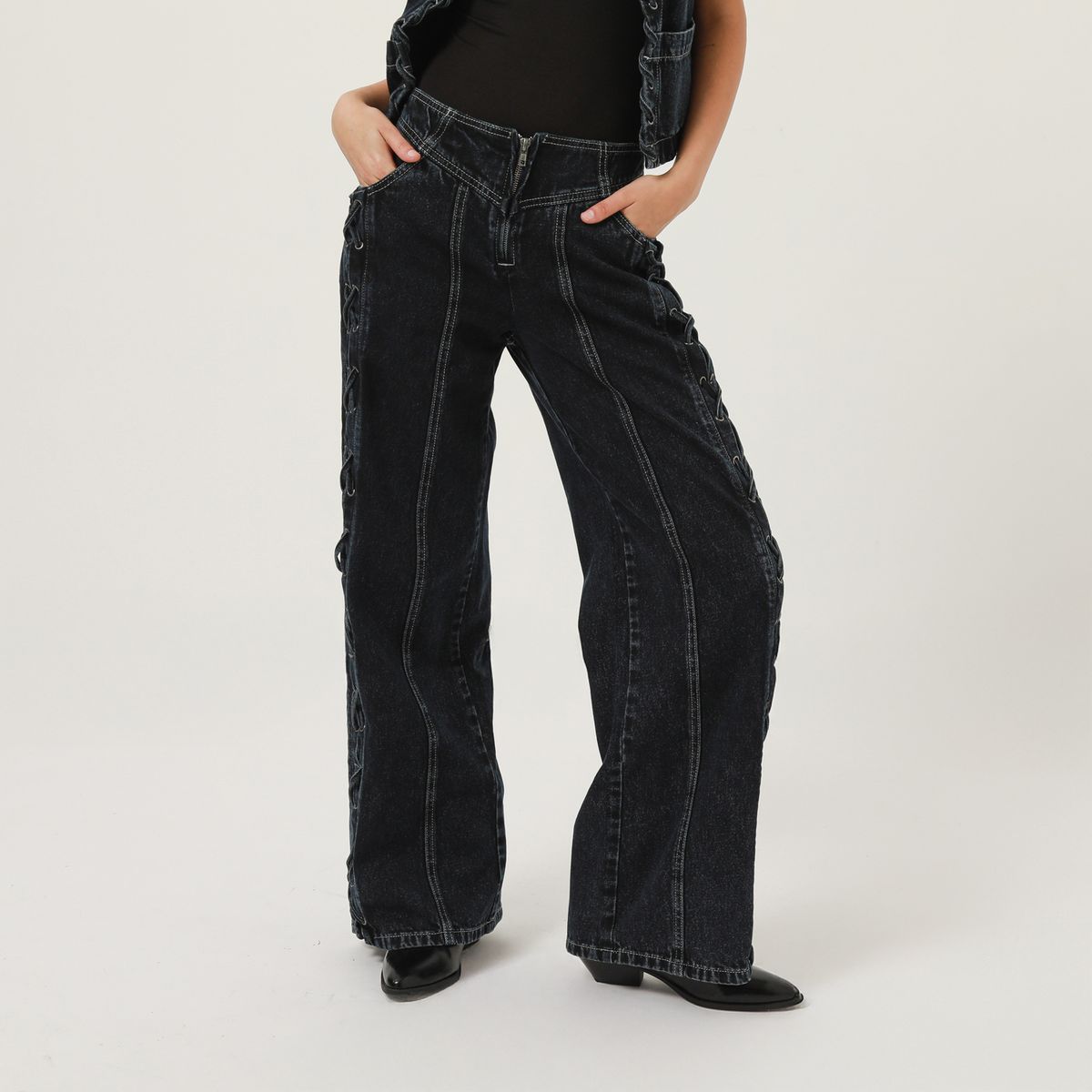 DENIMLAB - Jean Wide Leg Tiro Medio Mujer Denimlab
