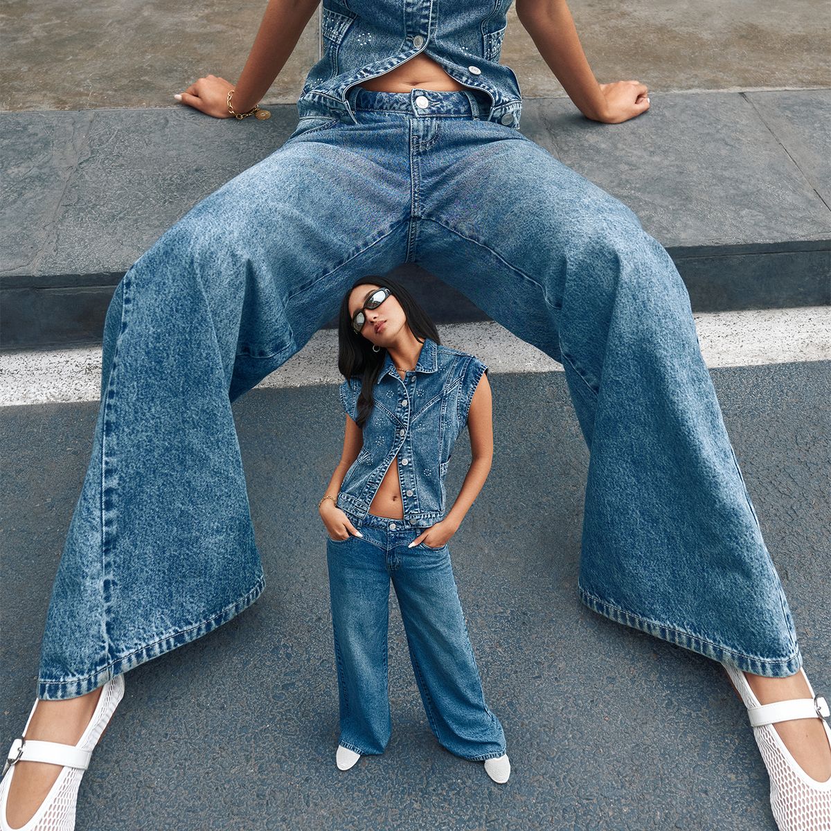 SYBILLA - Jean Wide Leg Tiro Medio Mujer Sybilla