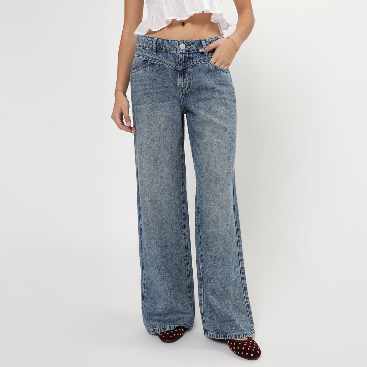 SYBILLA - Jean Wide Leg Tiro Medio Mujer Sybilla