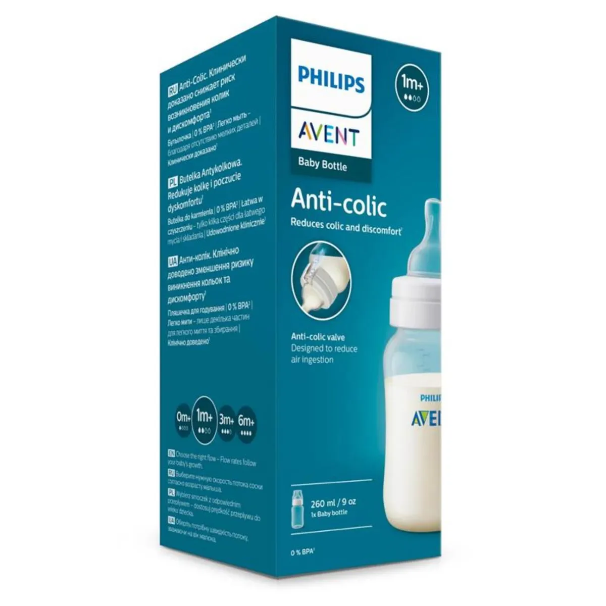 PHILIPS AVENT - Biberón Anticolic 9oz Transparente Avent