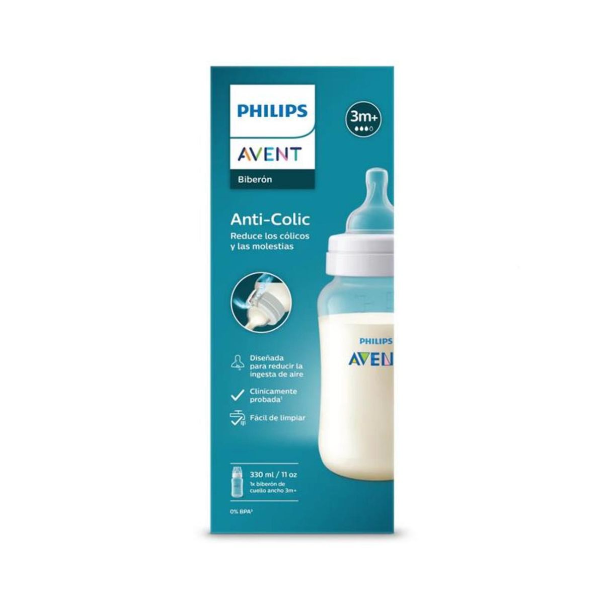 Philips Avent - Biberón Anticolic 11oz Transparente Avent