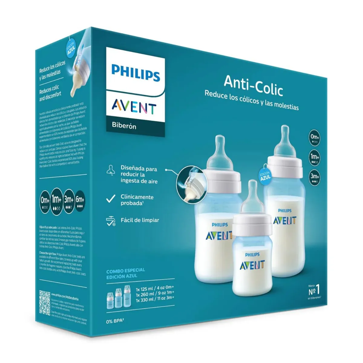 PHILIPS AVENT - Set Anticolic Triple Pack Azul Phillips Avent
