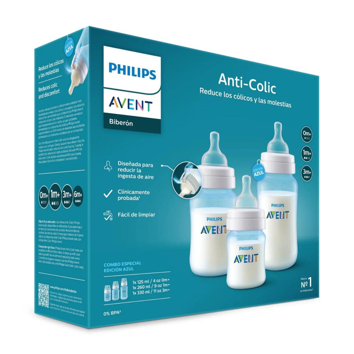 PHILIPS AVENT - Set Anticolic Triple Pack Azul Phillips Avent