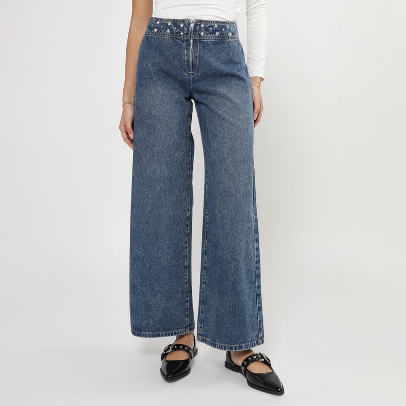 SYBILLA - Jean Wide Leg Tiro Medio Mujer Sybilla