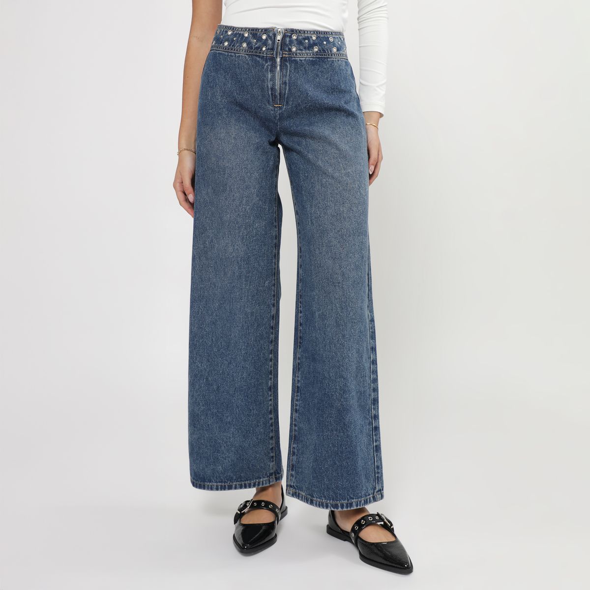 SYBILLA - Jean Wide Leg Tiro Medio Mujer Sybilla