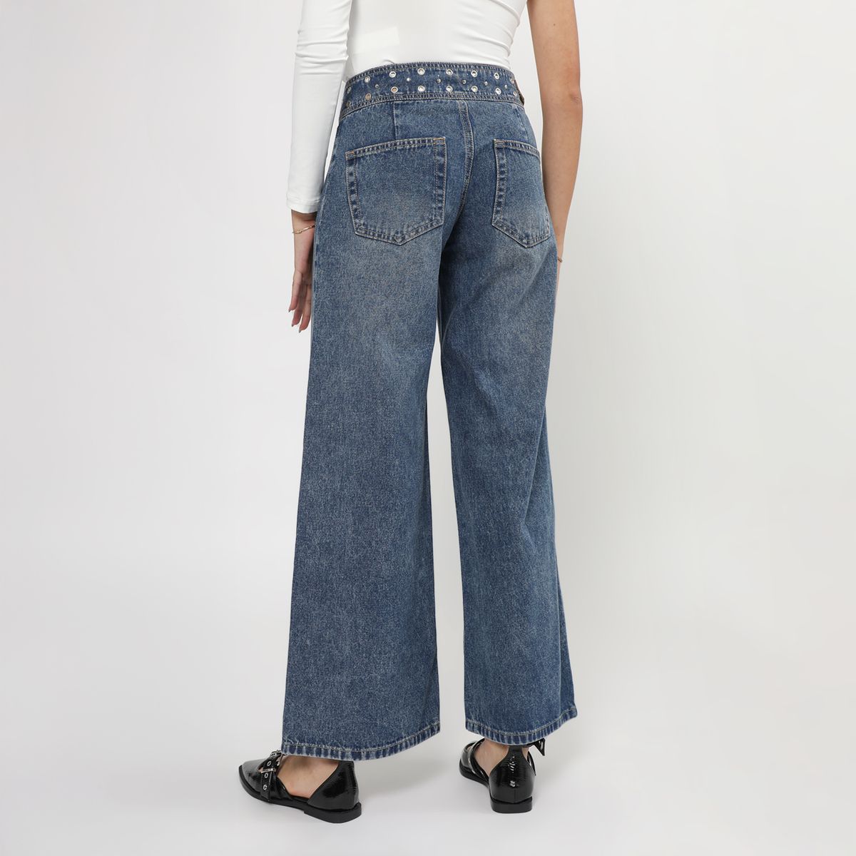 SYBILLA - Jean Wide Leg Tiro Medio Mujer Sybilla