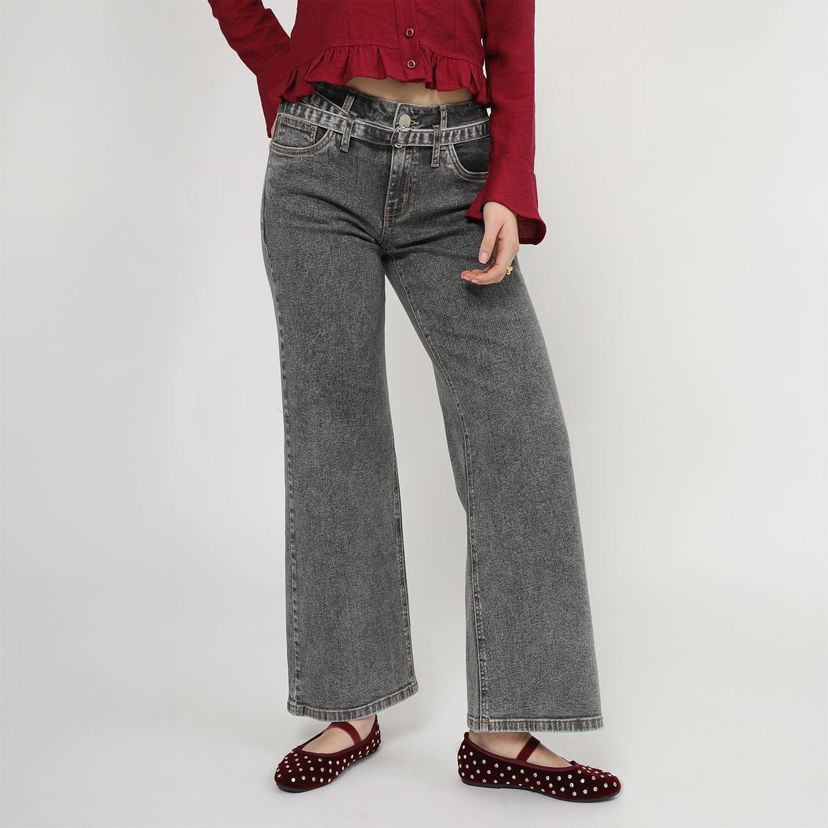 SYBILLA - Jean Wide Leg Tiro Medio Mujer Sybilla