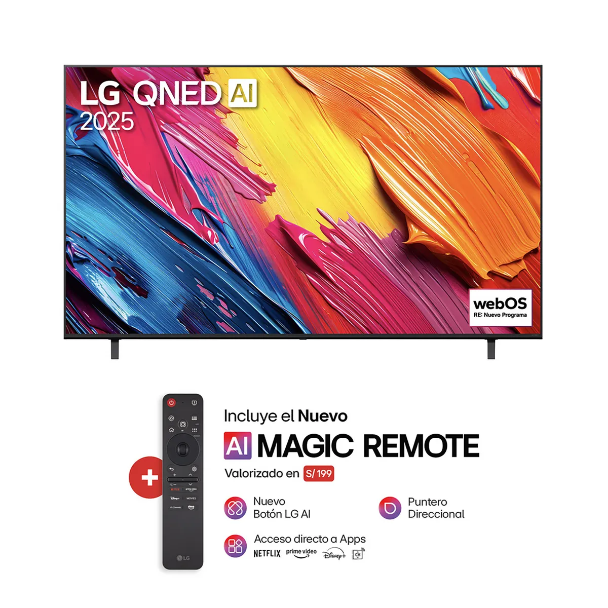 LG - Televisor LG 65" QNED 4k ThinQ AI 65QNED70ASA Smart TV (2025)