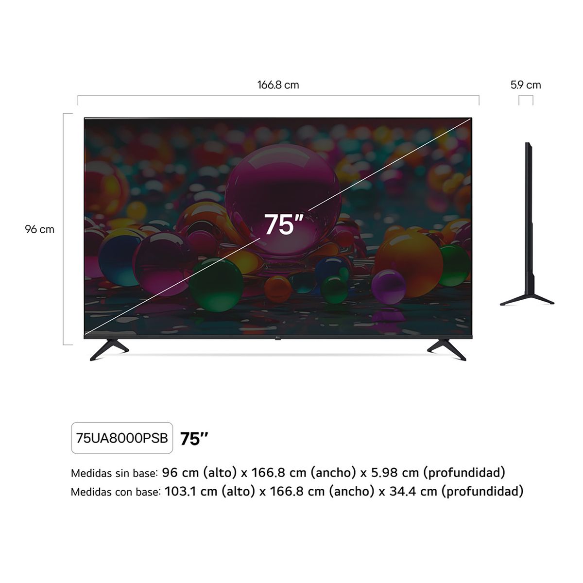 LG - Televisor LG 75" UHD 4k ThinQ AI 75UA8000PSB Smart TV (2025)