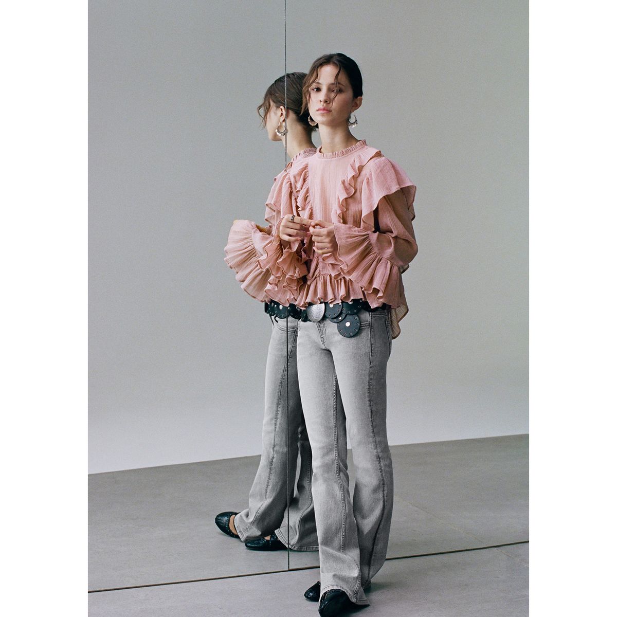 MANGO TEEN - Jean Flare Tiro Bajo Mujer Mango Teen