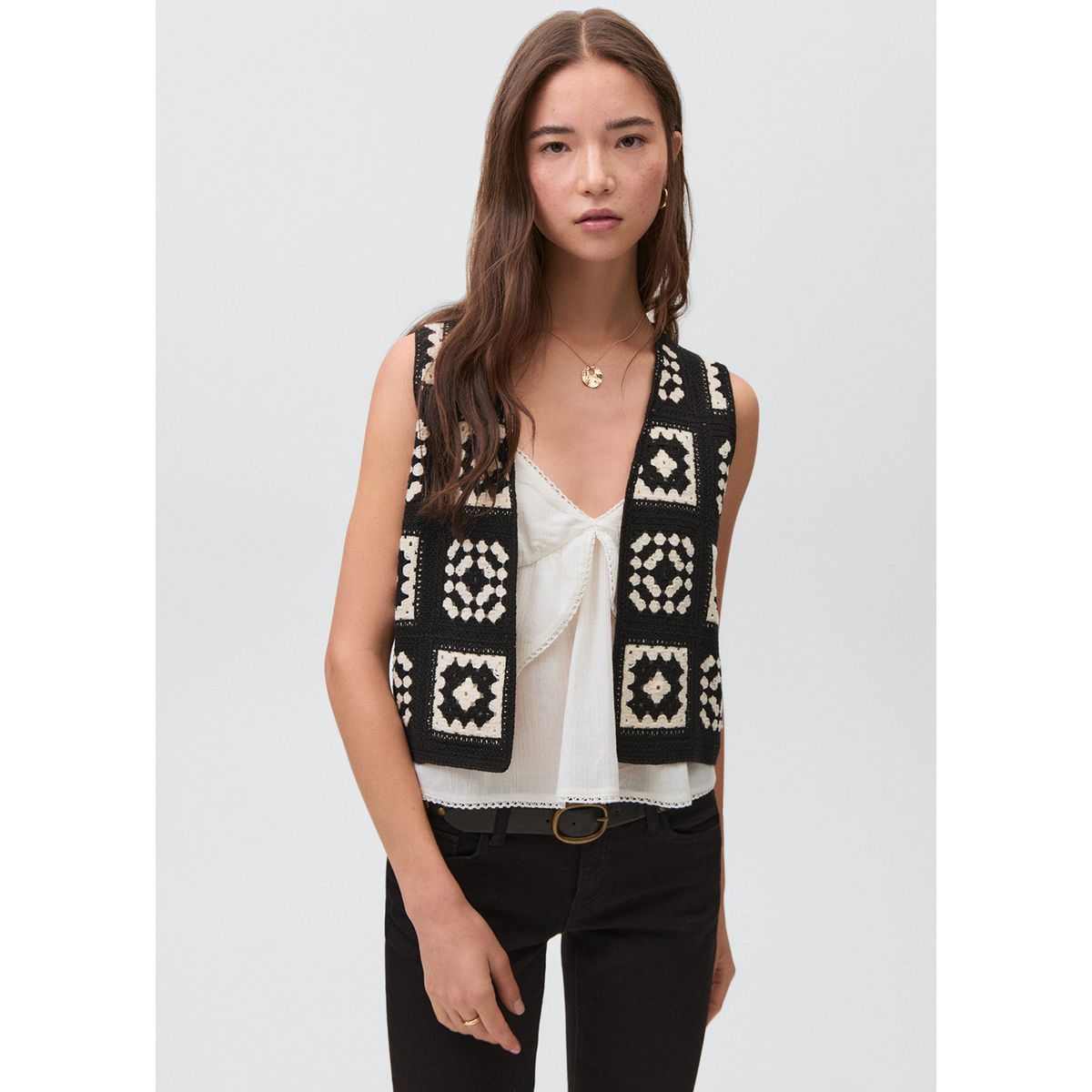 MANGO TEEN - Chaleco Tejido Mujer Mango Teen